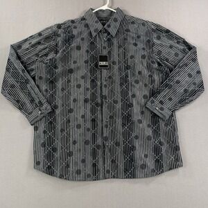 Vintage Pronti By Phita Seersucker Black Long Sleeve‎ Button Up 3XL Disco Theme